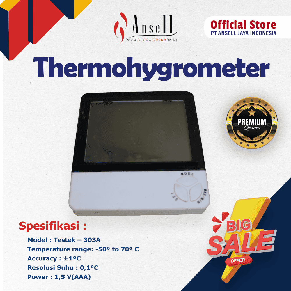 Digital Thermohygrometer Testek-303A / Alat Pengukur Suhu Ruangan